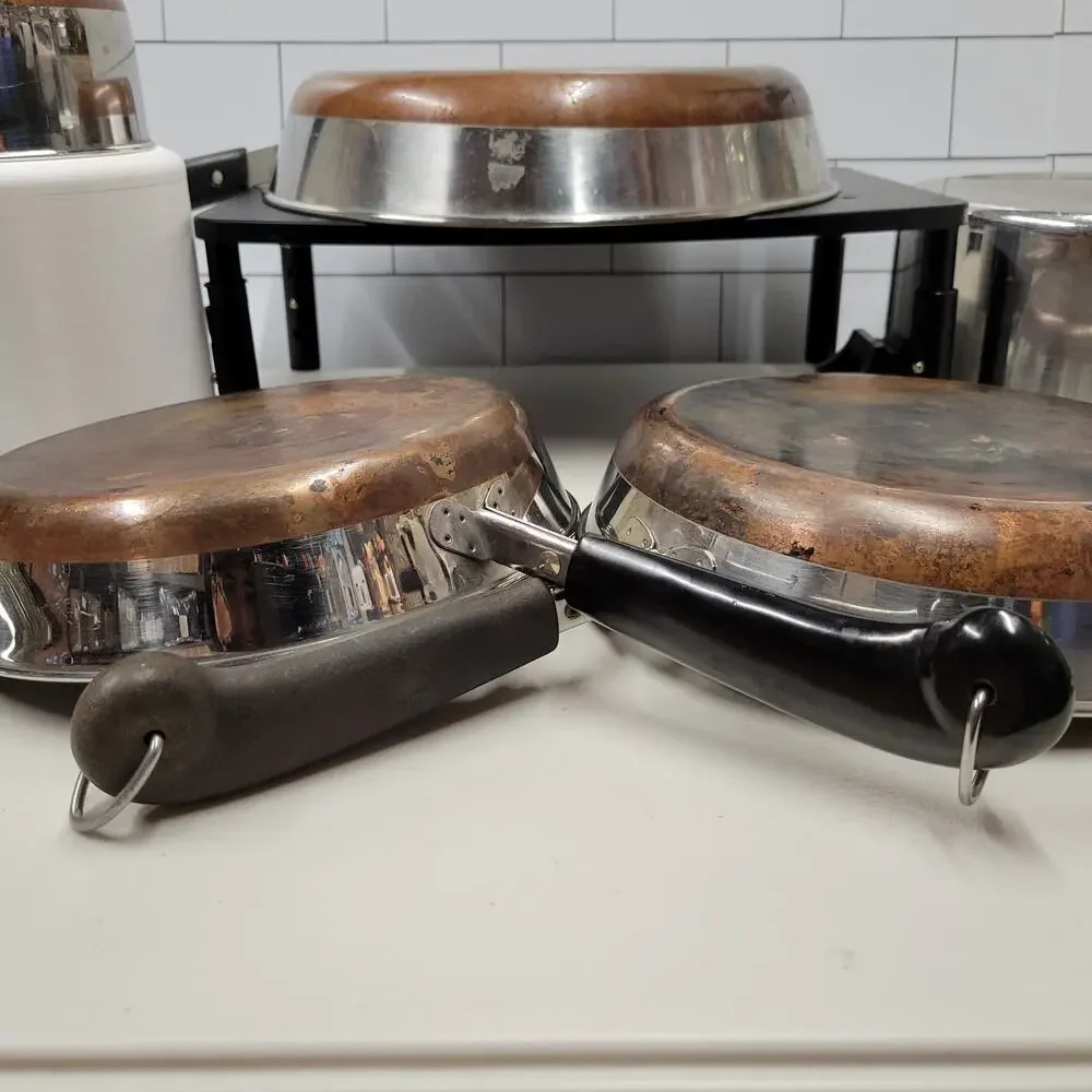 Vintage Revere Ware Copper Clad Stainless Steel Cookware Pots Pans 8 Piece Lot